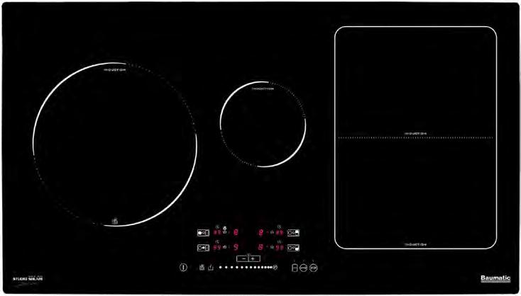 BSIH95 90cm Induction Cooktop 4 cooking zones 1 expandable zone Frameless ceramic glass surface Touch slide control operation 2