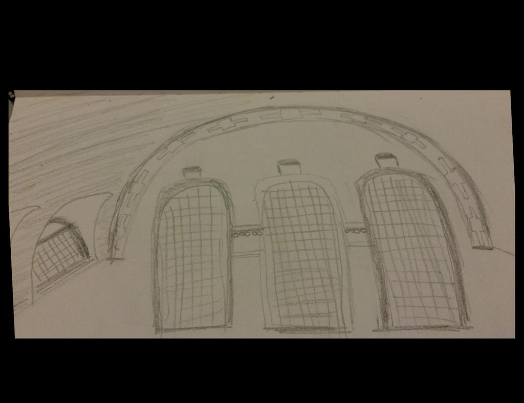 Above is the picture I took of the windows and also the sketch I drew on site.