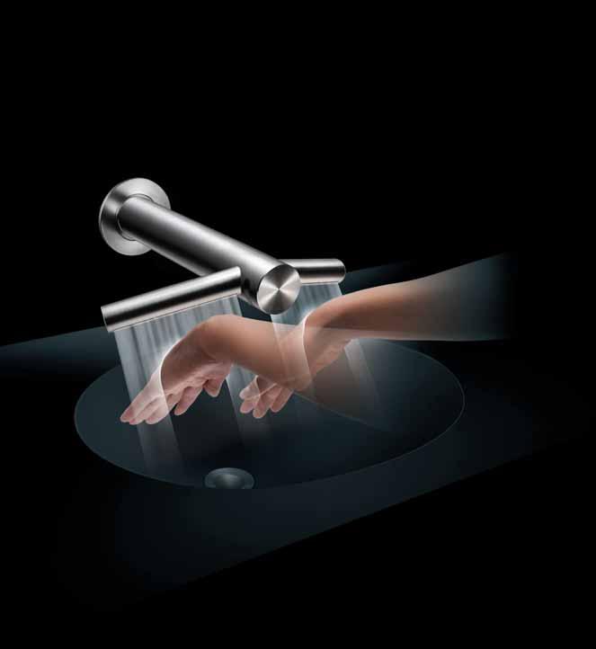 33 34 Airblade hand drying technology in a tap. Wash and dry hands at the sink.