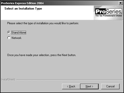 5 A System Warning dialog box appears if your computer doesn t meet the minimum system requirements for the ProSeries Express 2004 software.