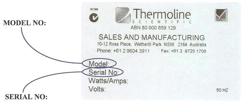 WARRANTY: Have the following information available when you contact the service department: Model number and serial number.