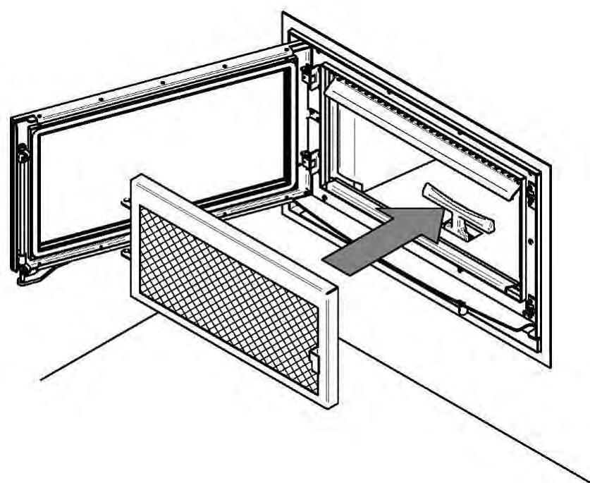 APPENDIX 3: OPTIONAL FIRE SCREEN INSTALLATION (AC01364) 1. Bring the fire screen close to the door opening. 2. Insert the fire screen hinge pins in the holes on the door hinges.