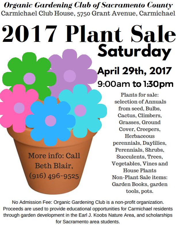 Organic Gardening Club Plant Sale 4/29 Ellison Cowles is sharing the flier below. Most 4" pots will be $2.00 