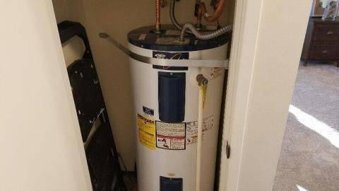 Type: WATER HEATER Electric. Size: Location: Water Temp. Condition 50 Gallons. Closet. 135 Degrees. The generally accepted maximum safe water temperature is 120 degrees.