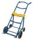 Drum hand Trucks All-welded 1 1/4" round tubular steel frame Handles containers from as small as 18" in diameter to large 45 imp. gal./ 55 US gal.