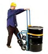 All-welded, 1 1/4" tubular steel construction Handles plastic and fibre drums from 18" to 25" in diameter and 24" to 41" in height Rolls on 10" front and 6" rear rubber-tired wheels 2" ratchet strap