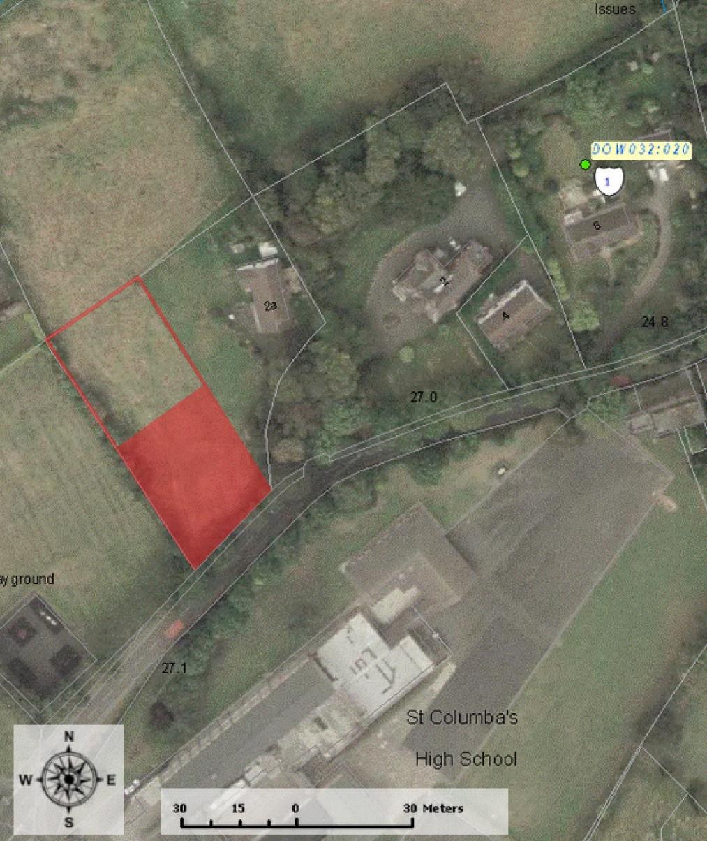 Figure 2: Development site, outlined in red: Area for development in block red, the remainder is