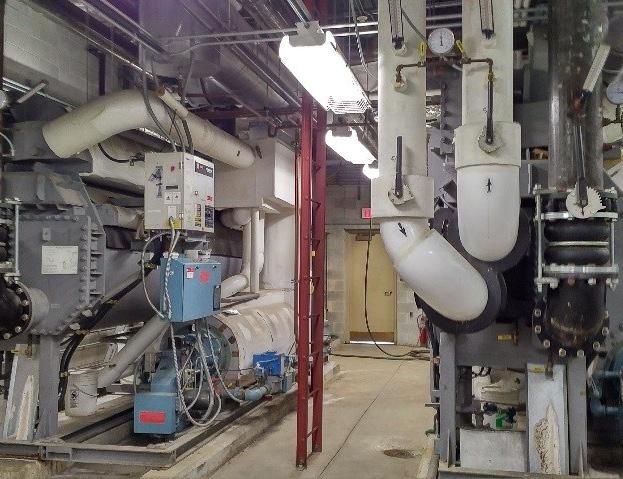 s basement boiler room, note the picture on the right for location. Both boilers are equipped with Gordon- Chillers. They are in the chiller room on the 1st floor and were installed in 2003.