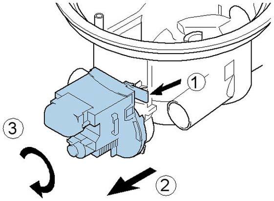 4.16 Detergent-solution pump Remove the base panel and base plate; the detergent-solution pump is locked in position at the front left side of the pump sump.