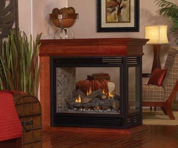 vent-free fireboxes. Our Tahoe and Vail fireplace systems include a 24-inch Slope Glaze Vista Burner installed (and slightly recessed into the floor of the fireplace) ready for the matching log set.