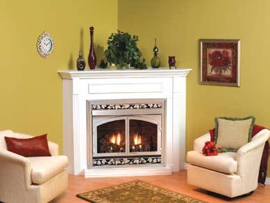 Standard Corner Mantel in Cherry Each mantel is detailed in matching solid wood trim in oak or poplar. The full 3/4 inch cove moldings and edge trim add structural integrity.