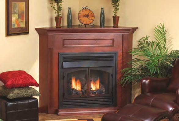 Standard Corner Mantel in Cherry Contemporary Mantels fit Empire s Deluxe Fireboxes without modification.