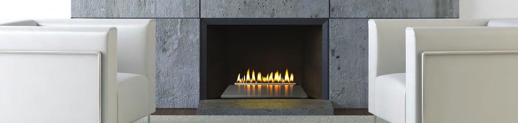 Contemporary Burners 24-Inch Loft Series burner with Brushed Stainless Steel Decorative Top shown in an existing masonry firebox.