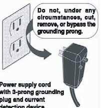 In the event that the power supply cord is damaged, it cannot be repaired, and it must be replaced with a cord from the Product manufacturer. WARNING Avoid fire hazard or electric shock.