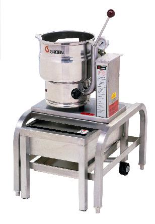 Equipment Description The Groen TDB/6 is a table top, tilting, steam jacketed kettle with a thermostatically controlled, self-contained, electrically-heated steam supply and appropriate controls,