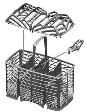 CUTLERY BASKET The basket has removable top grids into which items of cutlery should be
