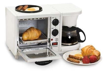 Convenient toasting pan & slide-out crumb tray. 15 minute timer.