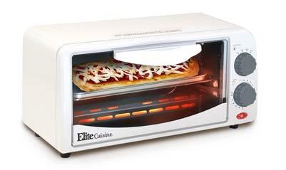 2 Slice Toaster Oven ETO-113 Bake, broil, and toast settings. 15 minute timer with auto shut off & ready bell signal.