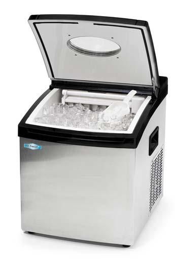 Stainless Steel Automatic Ice Maker MIM-5802 Makes up to 33lbs of ice per day Produces crystal clear ice cubes 1.