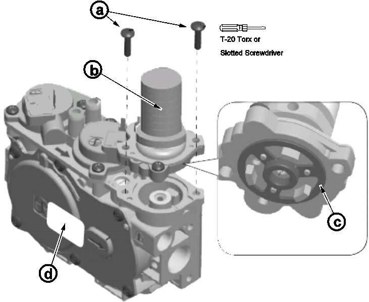 56 Installation (for qualified installers only) 9. Remove the regulator from the front of the gas control valve.