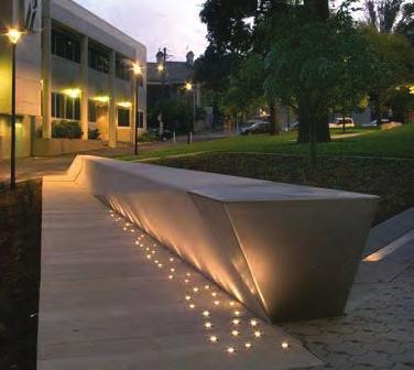 SIMILAR DETAIL WOULD BE INCORPORATED INTO THE WOOD SEATING AS NECESSARY. OPTION 2: LED RAIL SPIKES: EMBEDDED INTO THE CONCRETE.