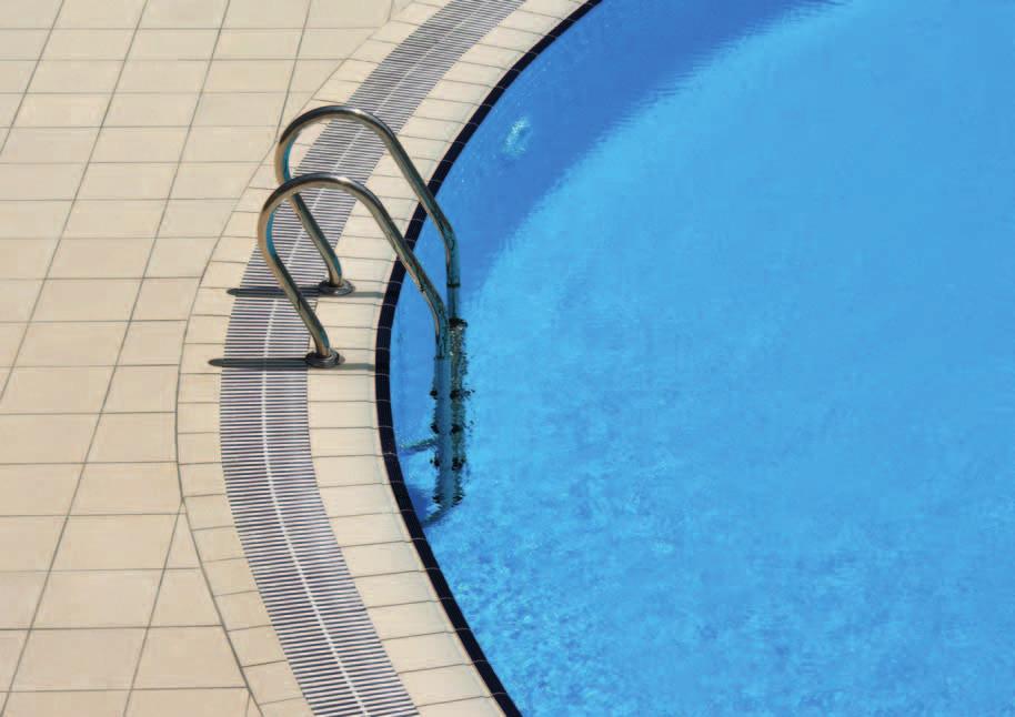 SWIMMING POOL OVERFLOW GRATINGS ALCA FROM MATERIALS FOR AGGRESSIVE POOL ENVIRONMENTS Norms for the construction and reconstruction of pools and modern wellness centers require the use of new