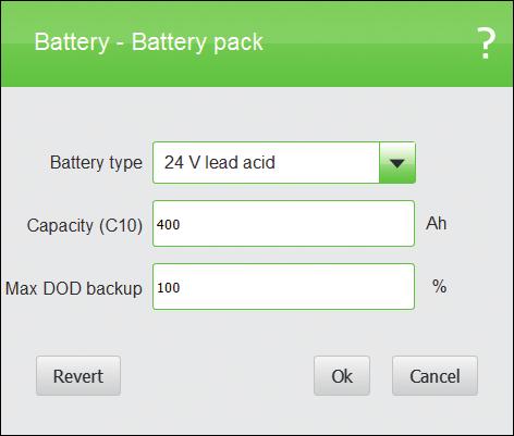 Battery - configuring battery specific settings Note: Check the final page of this document for the Nedap recommended battery settings Battery pack Select and configure the connected battery.