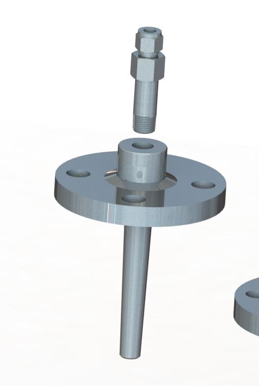 Screw the lower extension on the thermowell with a size-27 openend wrench by making use of the hexagonal shape