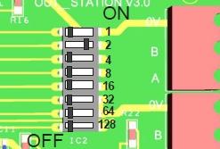 When all 8 switches are set in the off position, the outstation is OFF. To set a unique address the switches need to be moved to the on position.