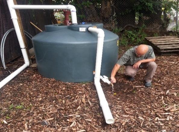 The captured rainwater can be used for watering the garden or other non-potable purposes.