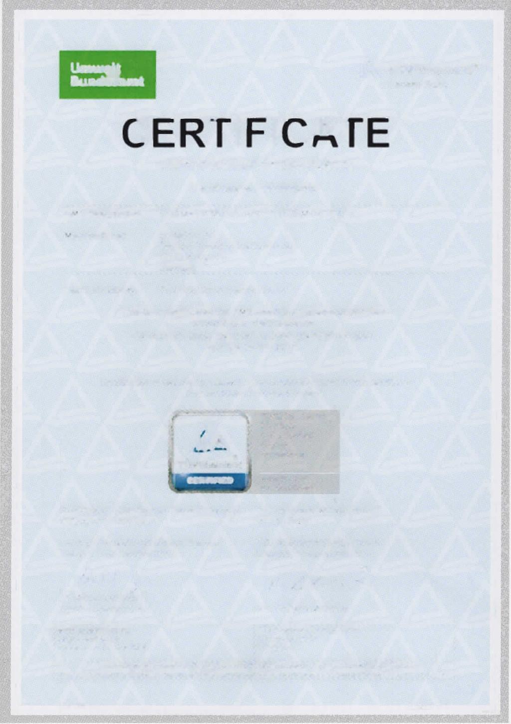 ATÜVF}heinland Precisely Right. CERTIFICATE of Product Conformity (QAL1 ) Certificate No.