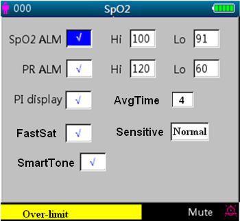 31 4.9.2 SpO2 Setup Figure 4.12A SpO 2 Setup Screen Figure 4.12B SpO 2 Setup Screen (with Masimo SpO 2 module) The SpO2 setup screen is as shown in figure 4.12A or 4.