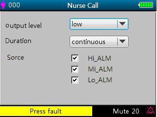 Duration: two options pulse and continuous output modes are available with the Output level and Duration shown below.