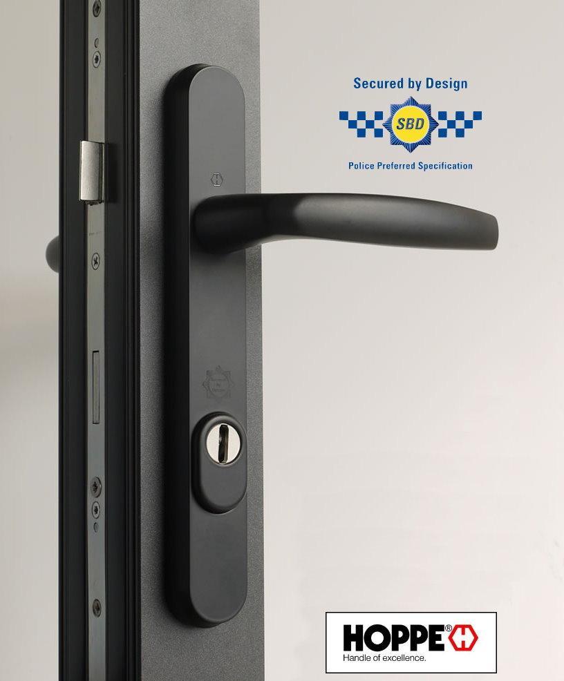 Security Hoppe Atlanta 92PZ Security Door Handle. Replacement upvc security door handles approved by the Police! Provides anti snapping protection.
