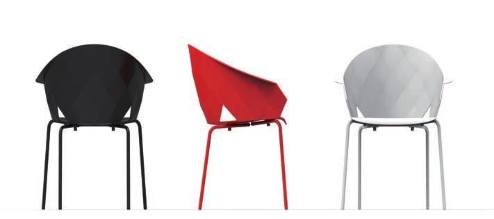 Features / características One piece moulded seat, back and armrest polypropylene chair. The legs are made in stainless steel with lacquer in a colour to match the seat.
