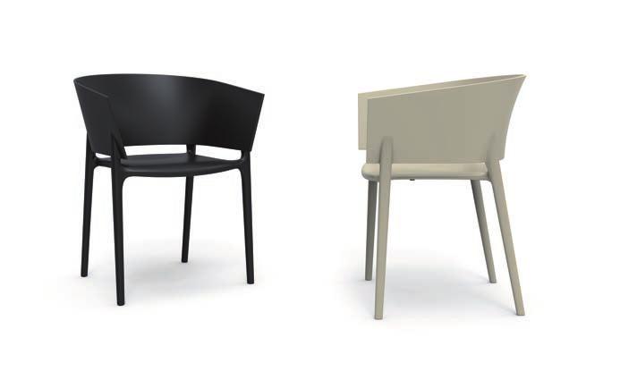 africa chair by Eugeni Quitllet Features / características Made of gas air moulding injected polypropylene with fiber glass. Stackable. Available in 7 colors. Item suitable for indoor and outdoor use.