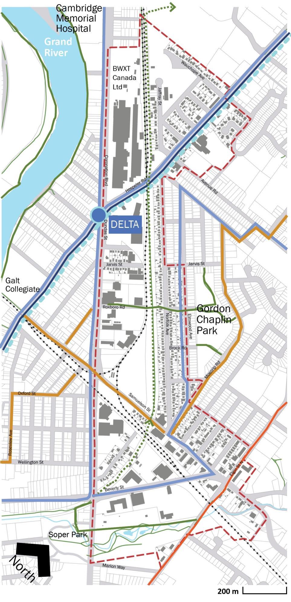 CORONATION BOULEVARD AND DUNDAS ST. NORTH SECONDARY PLAN TRANSPORTATION PLANNING CONTEXT Stage 2 of the ION expansion plan includes connections to the Coronation Boulevard and Dundas St.