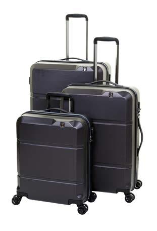 lightweight fabric and durable ABS shell luggage.