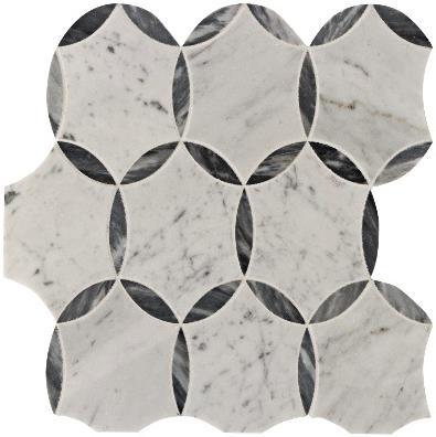 New Benton Mosaics 21 Circle in Carrara & Bardiglio Clara in White Thassos &