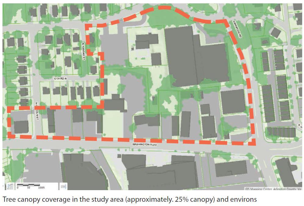 Page 16 Figure 9: Special GLUP Study Tree Canopy Coverage Transportation: The site is located just over 1/4 mile from, and between, the Clarendon and Virginia Square Metrorail stations.