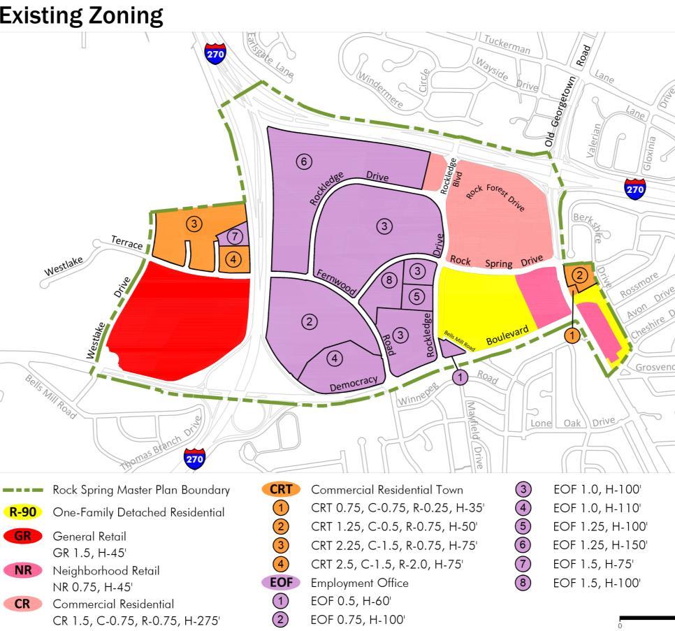 Existing Zoning Intent of the Zones Commercial-Residential Zone (CR): larger downtown, mixed-use and ped-oriented areas with proximity to transit options Commercial Residential Town (CRT): small