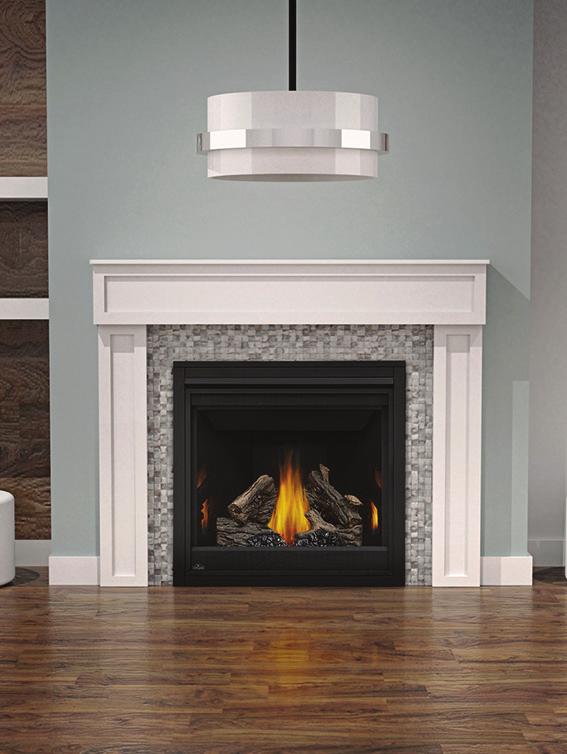 FIREPLACES Ascent 36 shown with MIRRO-FLAME porcelain refl ective radiant panels AVAILABLE NOW ASCENT 36 DIRECT