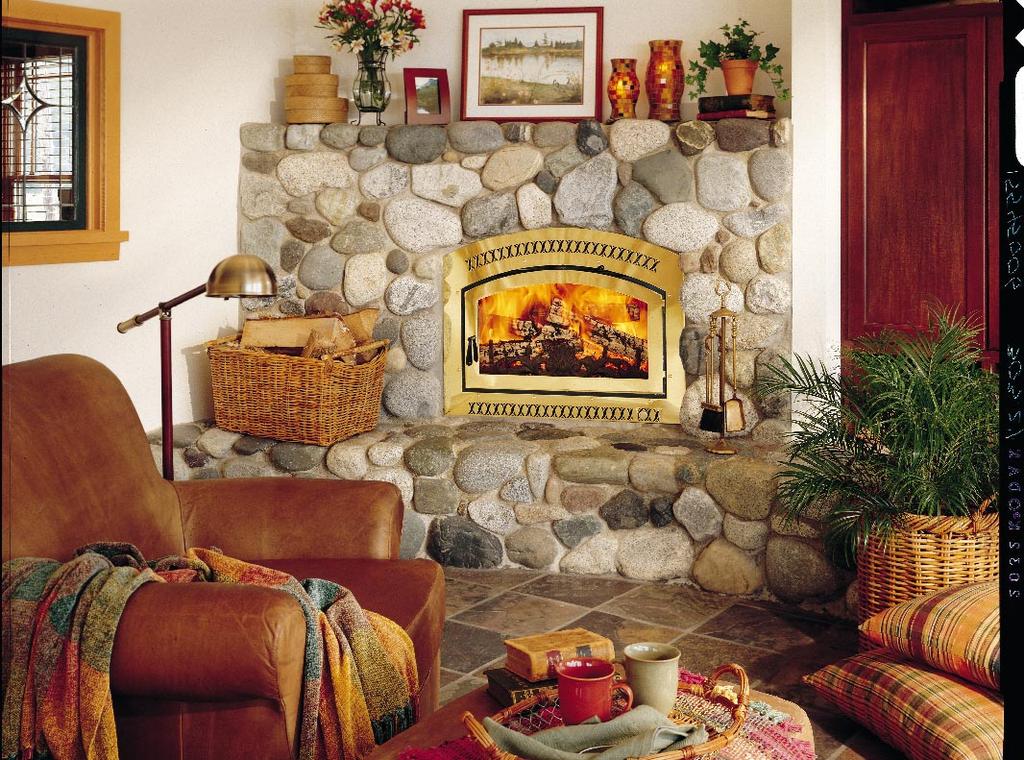 This beautiful stone fireplace features the Fireplace Xtrordinair 36 Elite with the