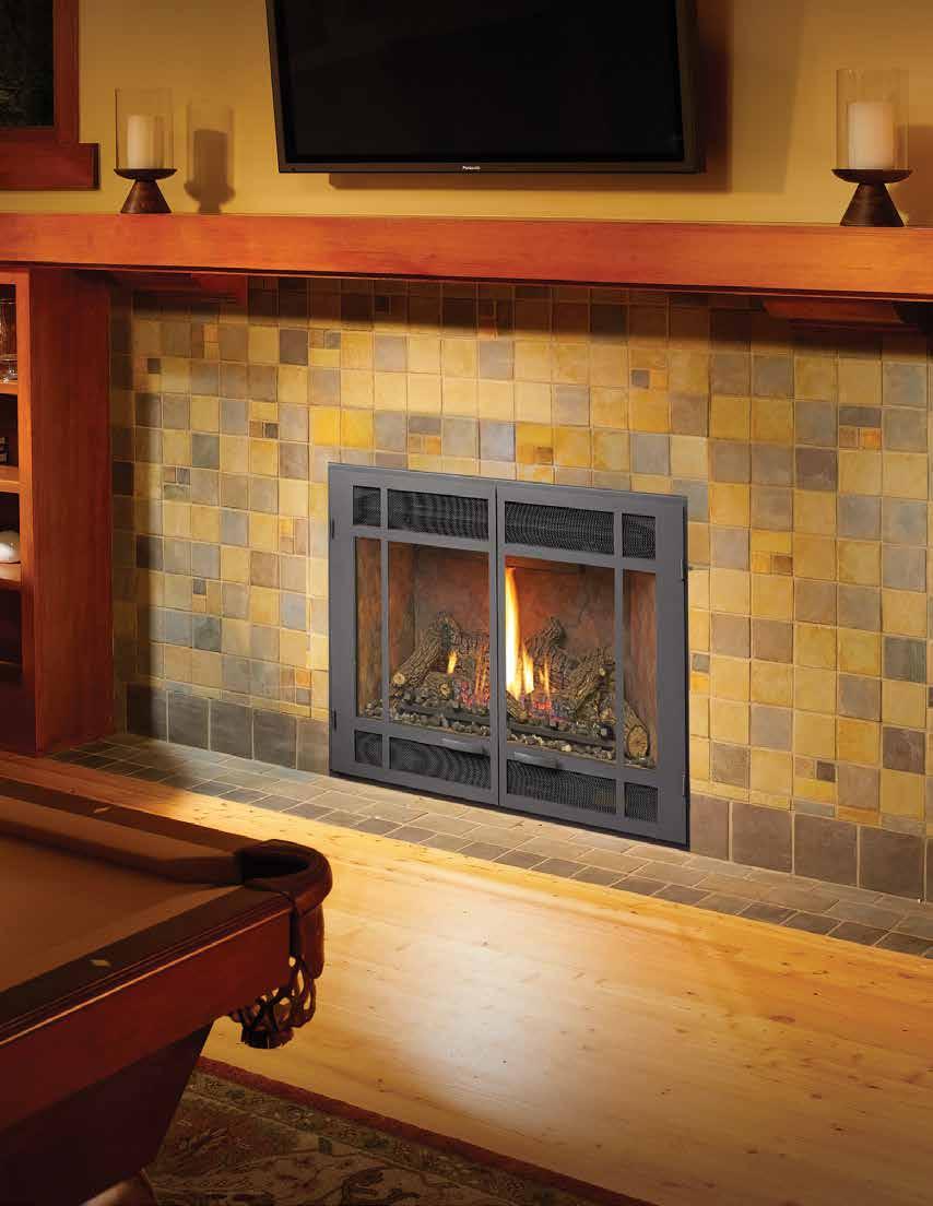 Rectangular Double Door Rectangular Double Doors on 564 High Output Fireplace with Old World Stucco fireback The Rectangular Double Door face features a simple, yet elegant design with clean lines