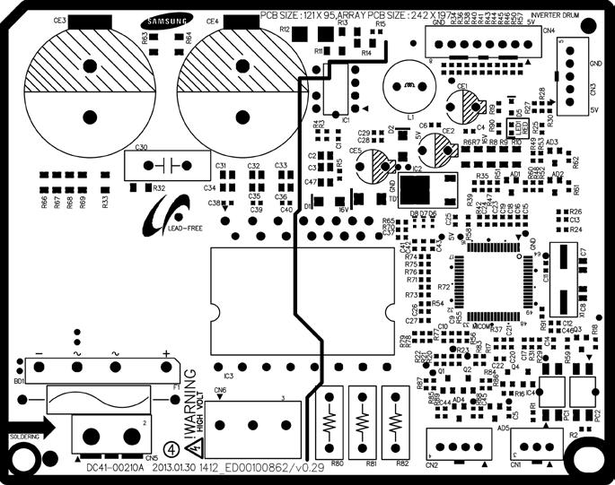 5-3 INVERTER PCB This Document can not be used without Samsung s authorization. 1 2 3 4 6 5 Location Part No.