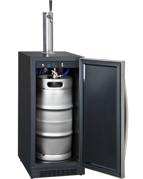 Keg Configuration The Kegco VK1501 Kegerator is designed for use with one 5 gallon or 7.75 gallon quarter slim keg and a dispense system including a 5 lb CO2 tank.