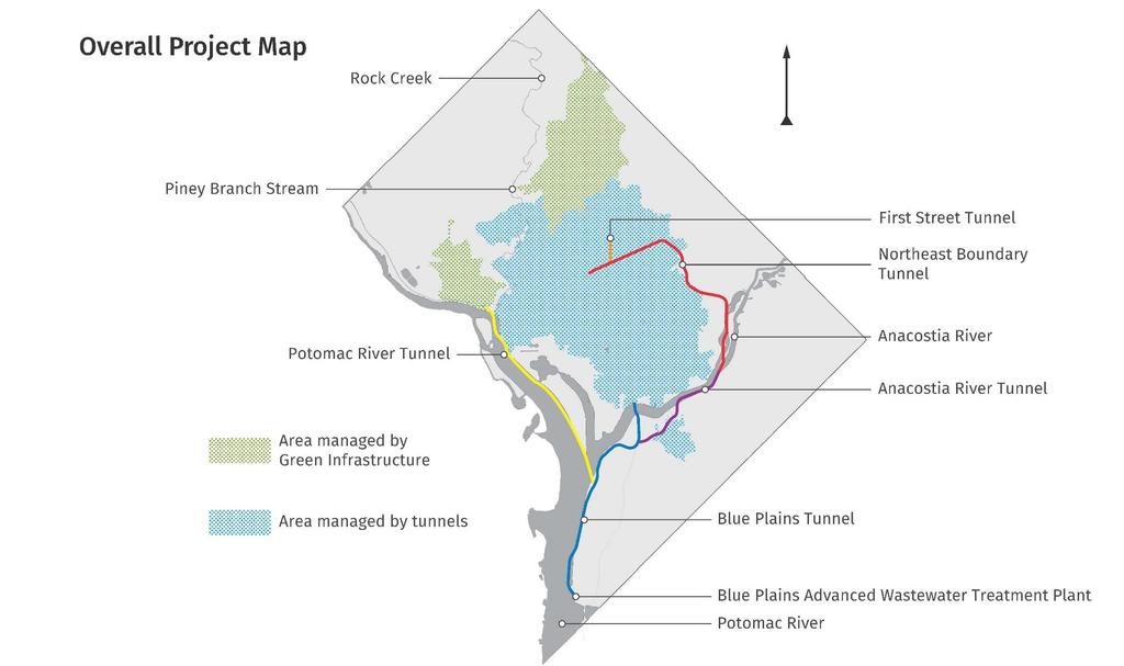Clean Rivers Project Tunnel System Status Operation Date First Street Tunnel Blue Plains Tunnel Anacostia River Tunnel Northeast Boundary Tunnel In Operation 2016 In Operation 2018 In Operation 2018