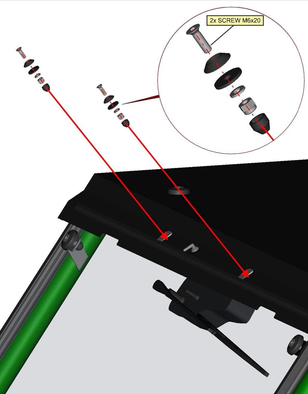 Fix the front panel upper holders with