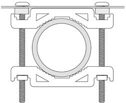 optional brackets (Part Number 019-2052-000). Note: The pole must be between 1 (25mm) and 2.5 (63mm) in diameter.