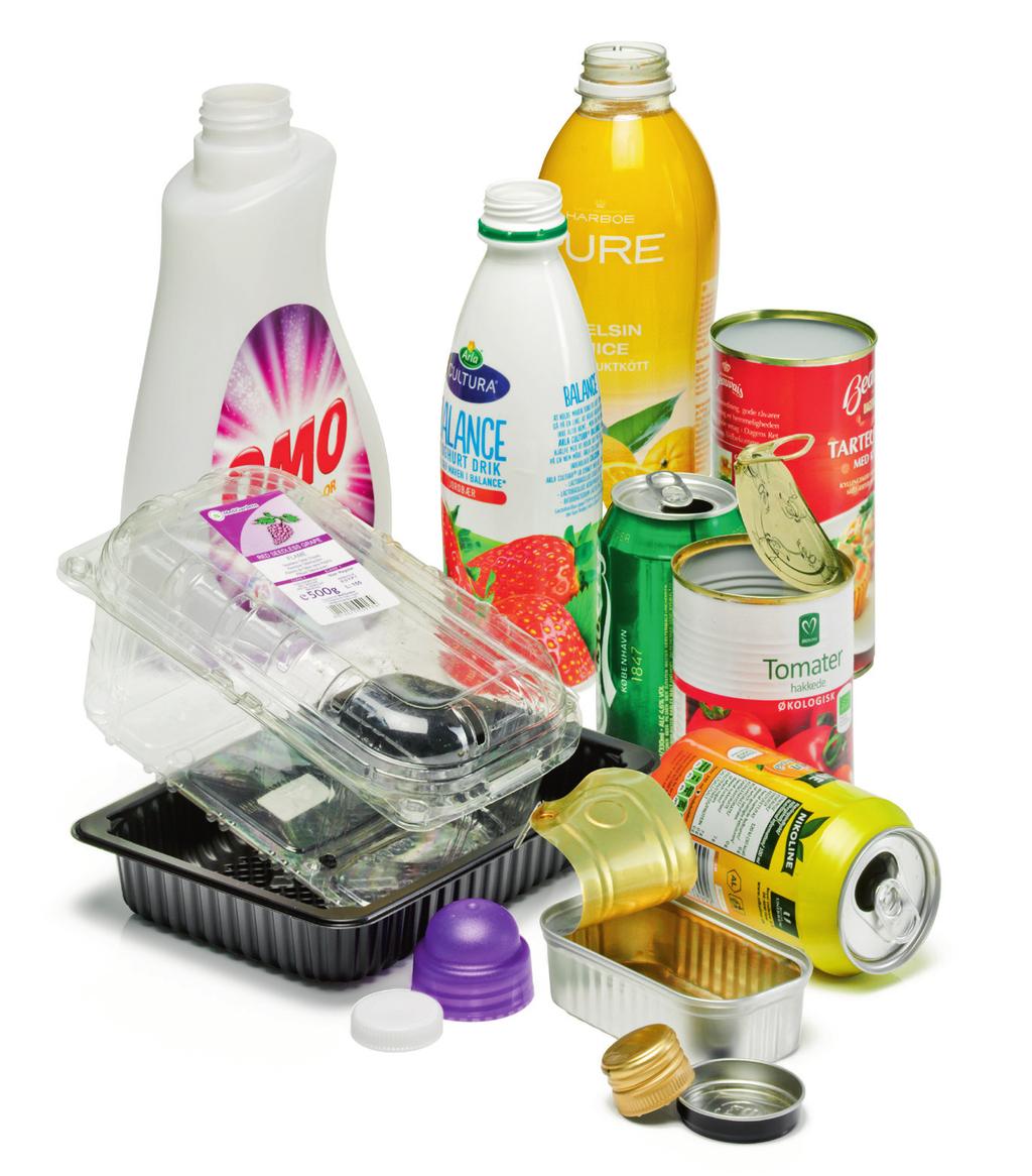 METAL & PLASTIC METAL AND HARD PLASTIC Rinsed clean and free from food residue - must be placed loose in the container, not in bags Plastic containers for liquids Plastic trays Screw caps L i d s